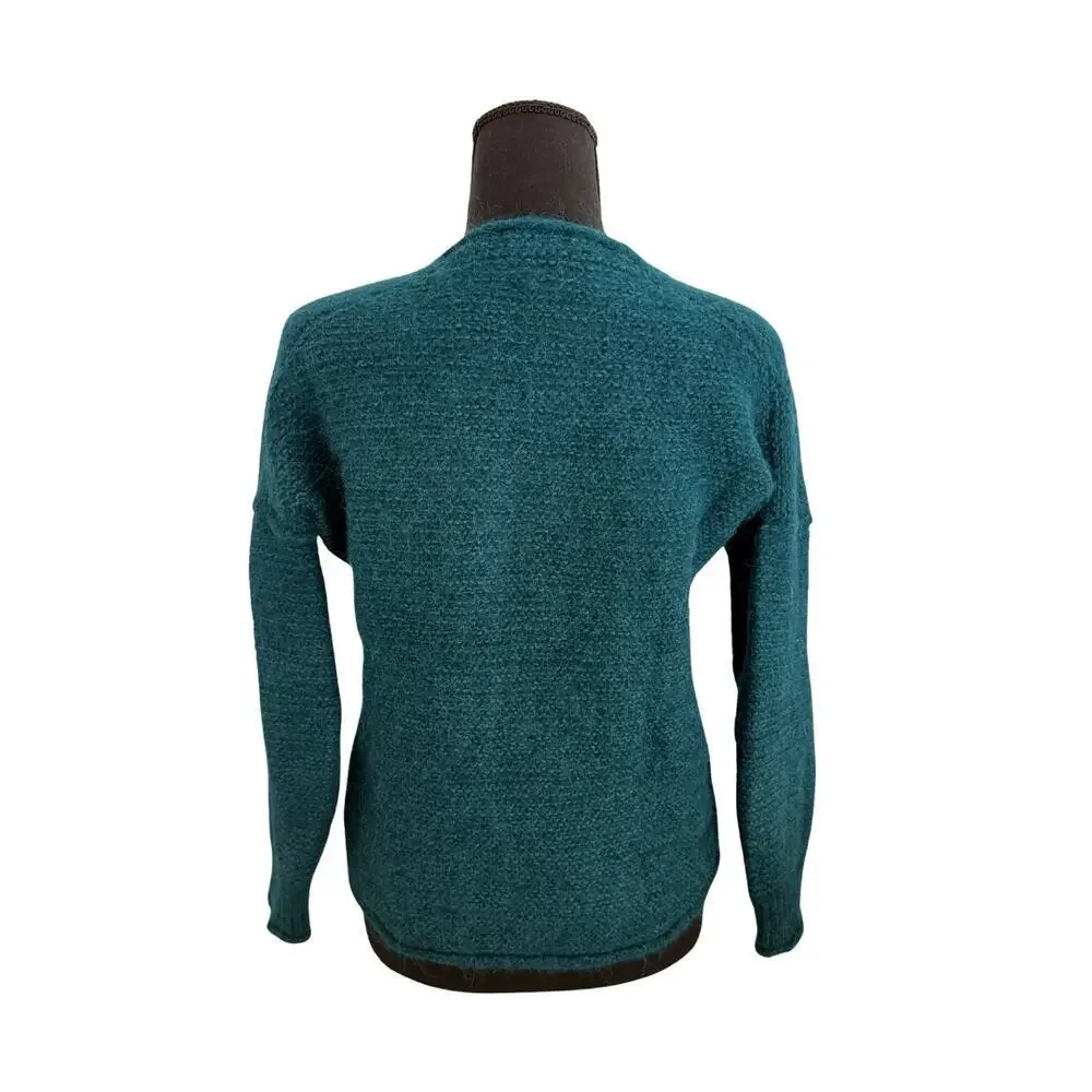 Free People Alpaca Blend Sweater Teal XS Cozy Knit Pullover